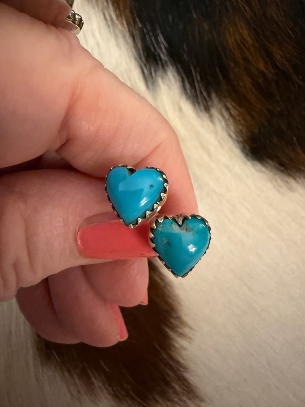 ❤️ Kingman Turquoise Deep Robins Egg Blue Heart Shaped Sterling Silver Earrings
